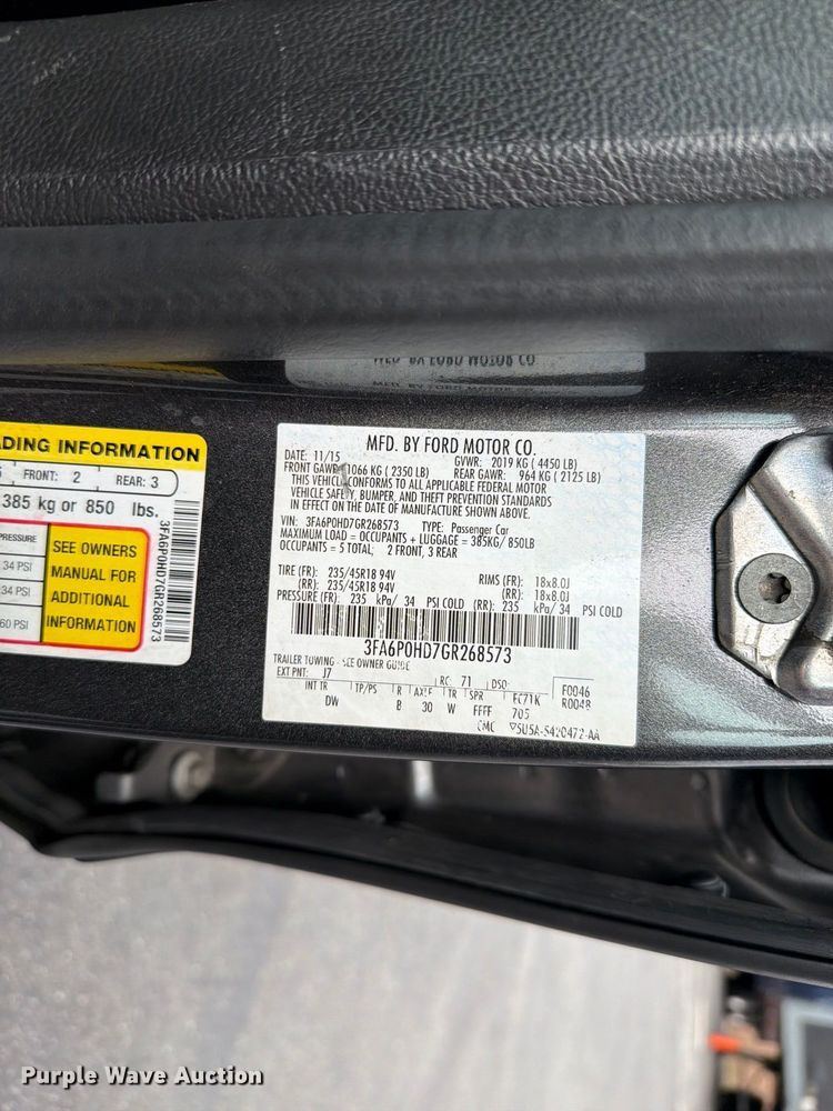 image for item FI2029 2016 Ford Fusion  
