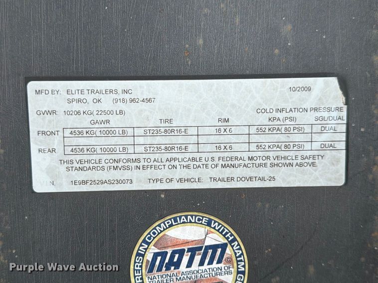 image for item FK3616 2010 Elite Trailers equipment trailer