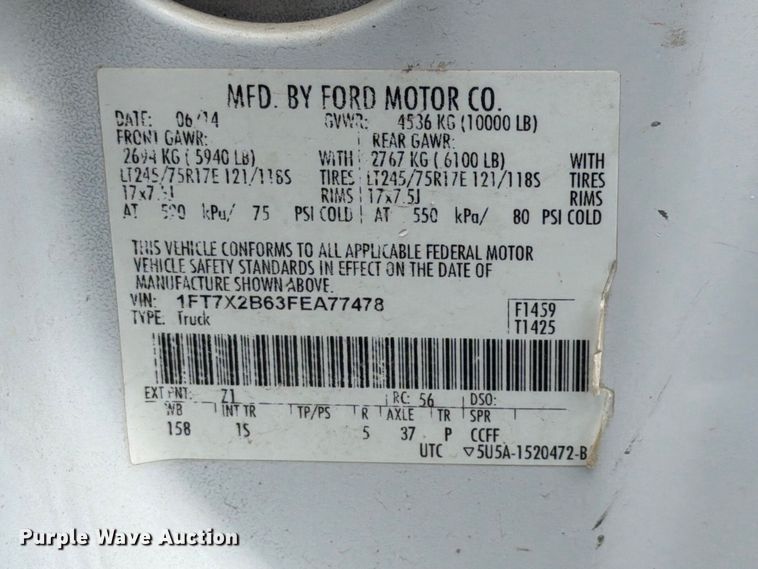 image for item FK3682 2015 Ford F250 Super Duty XL Ext. Cab pickup truck