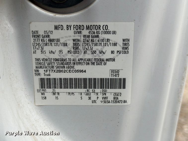 image for item FK3705 2012 Ford F250 Super Duty XL Ext. Cab pickup truck