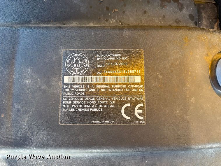 image for item FK3724 2003 Polaris Ranger UTV 1500 utility vehicle
