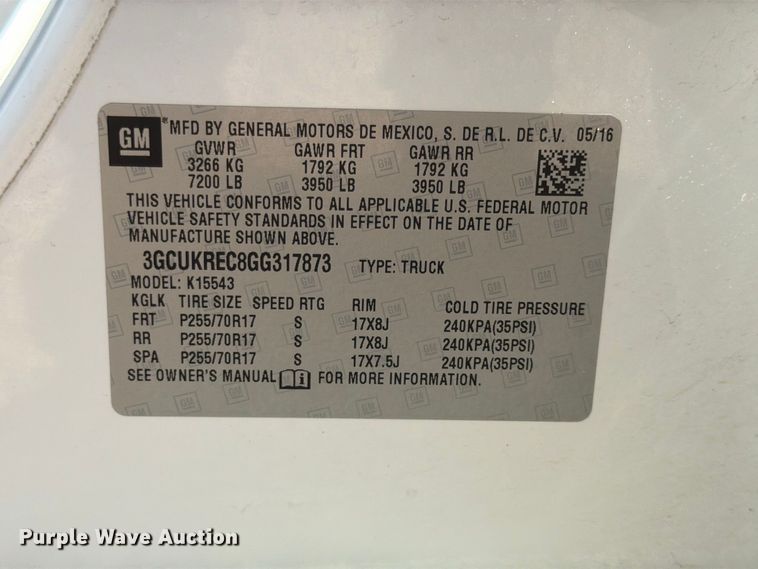image for item FK3726 2016 Chevrolet Silverado 1500 Crew Cab pickup truck