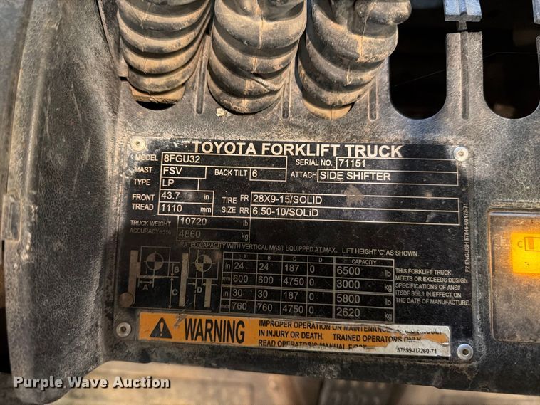 image for item FK4622 Toyota 8FGU32 forklift