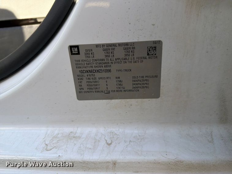 image for item FK4641 2017 Chevrolet Silverado 1500 Ext. Cab pickup truck