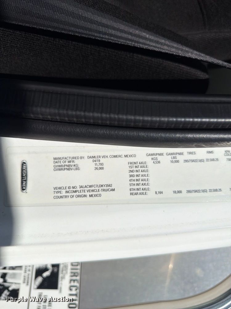 image for item FK4644 2020 Freightliner Business Class M2 side curtain box truck  
