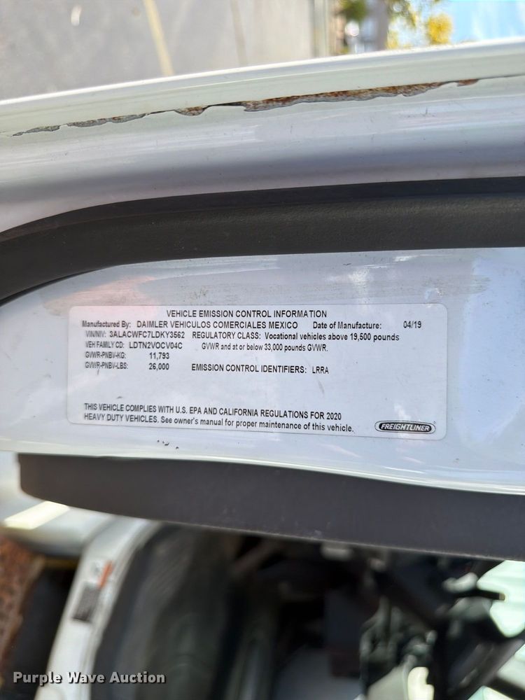 image for item FK4644 2020 Freightliner Business Class M2 side curtain box truck  