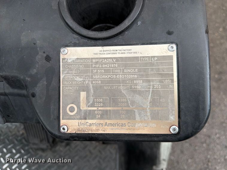 image for item FK4647 2017 UniCarriers PF50 forklift