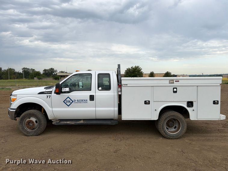 image for item FK5071 2015 Ford F350 Ext. Cab utility bed pickup truck