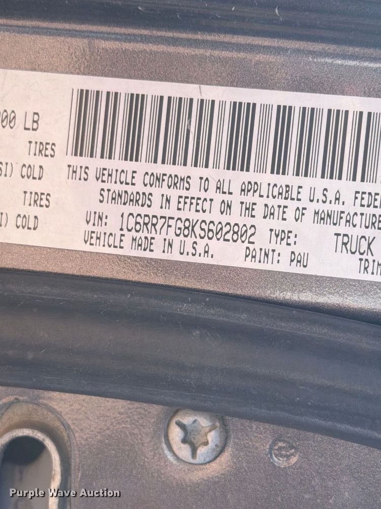 image for item FM7677 2019 RAM 1500 Ext. Cab pickup truck