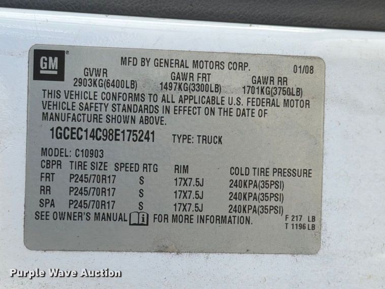 image for item FN2054 2008 Chevrolet Silverado pickup truck