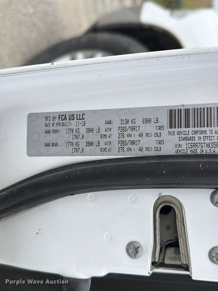 image for item FP3118 2019 RAM 1500 Crew Cab pickup truck