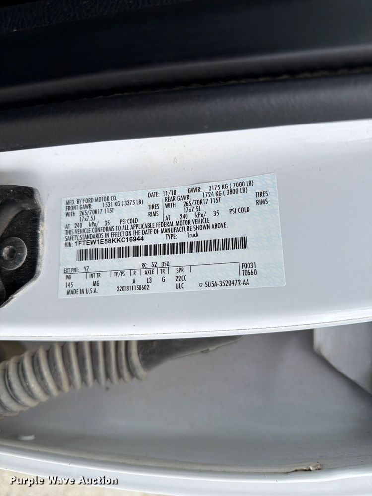 image for item FP3120 2019 Ford F150 Crew Cab pickup truck