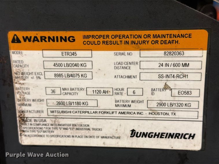 image for item FT3014 2020 Jungheinrich ETR345 reach truck