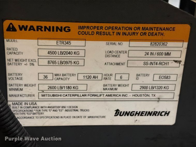image for item FT3015 Jungheinrich ETR345 reach truck