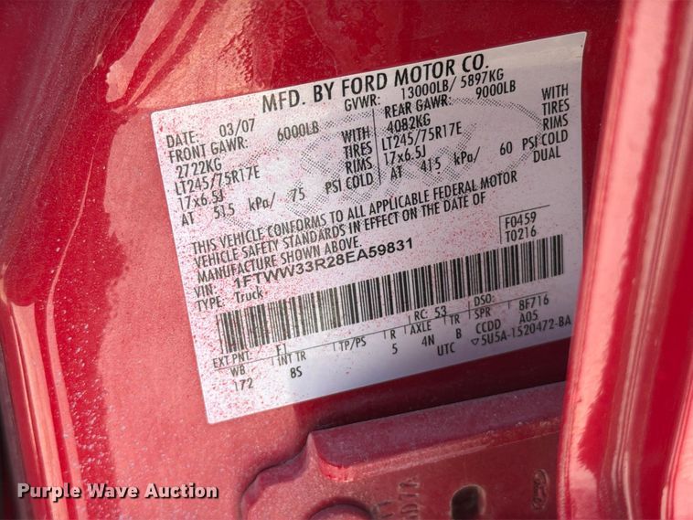 image for item FT6354 2008 Ford F350 Super Duty Crew Cab pickup truck