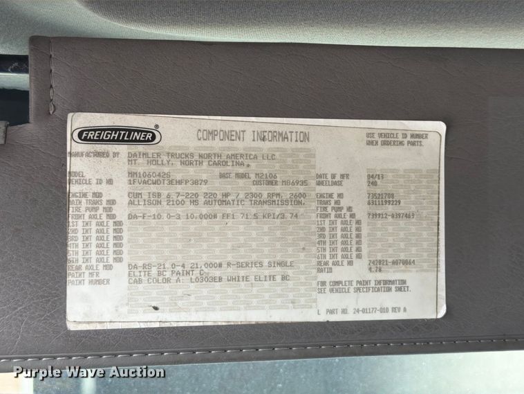 image for item FT6364 2014 Freightliner M2 box truck