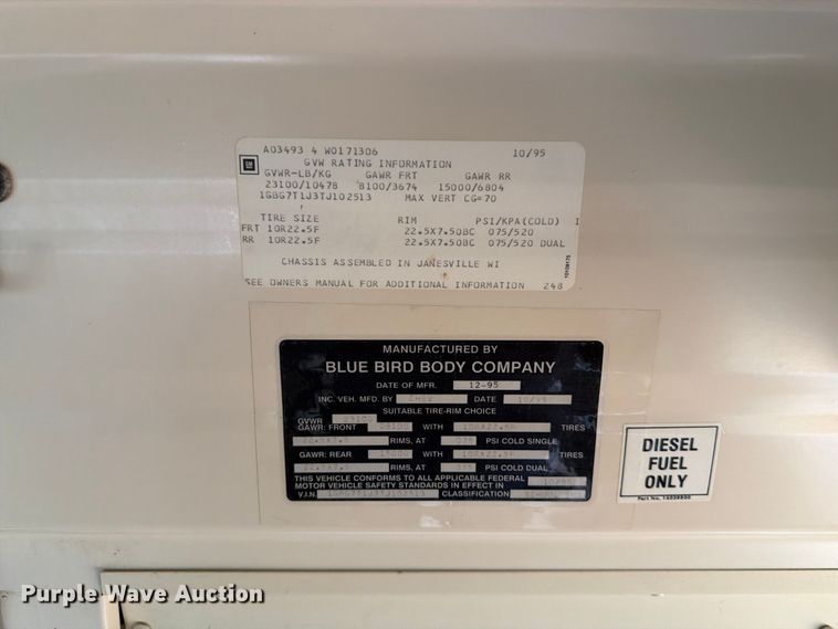 image for item FT6739 1996 Chevrolet Bluebird school bus