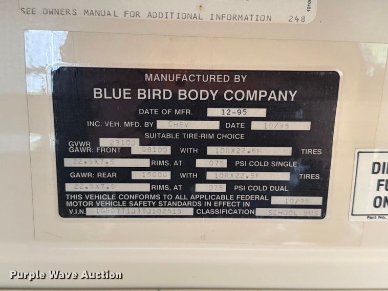 image for item FT6739 1996 Chevrolet Bluebird school bus