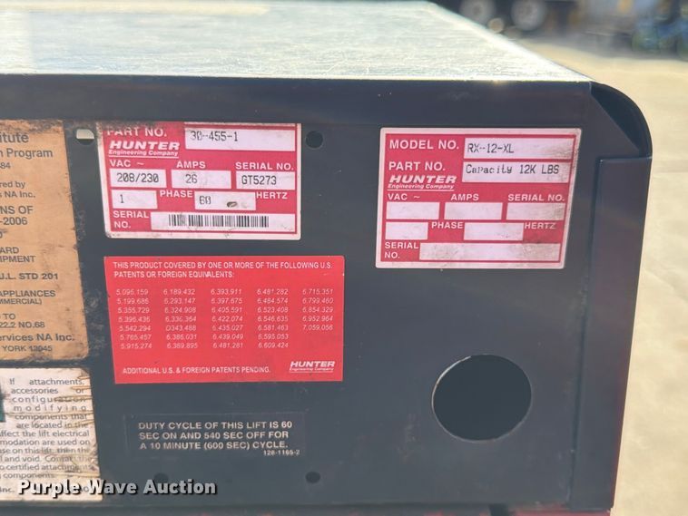 image for item MQ9175 Hunter RX-12-XL  wheel alignment lift  
