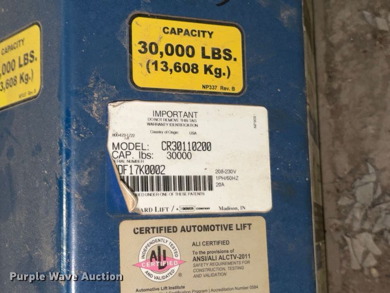 image for item MQ9180 Forward Lift CR30110200 four post lift