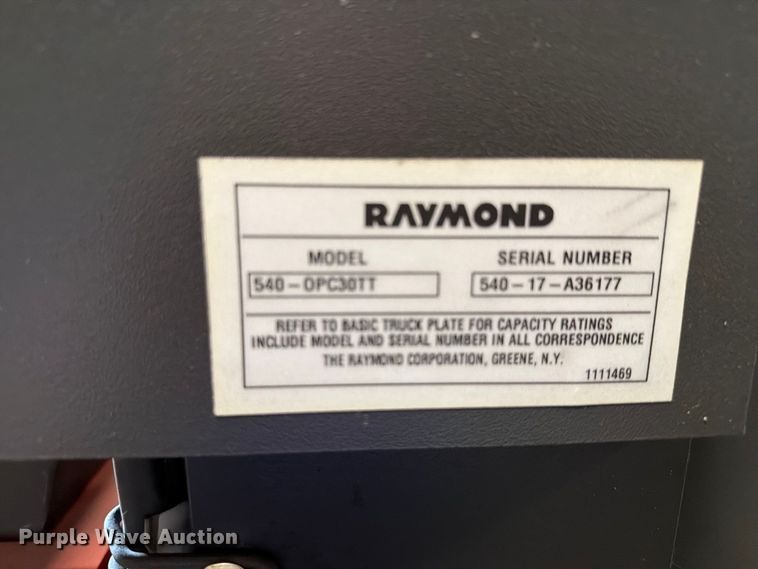 image for item NF9606 2017 Raymond 540 OPC30TT order picker