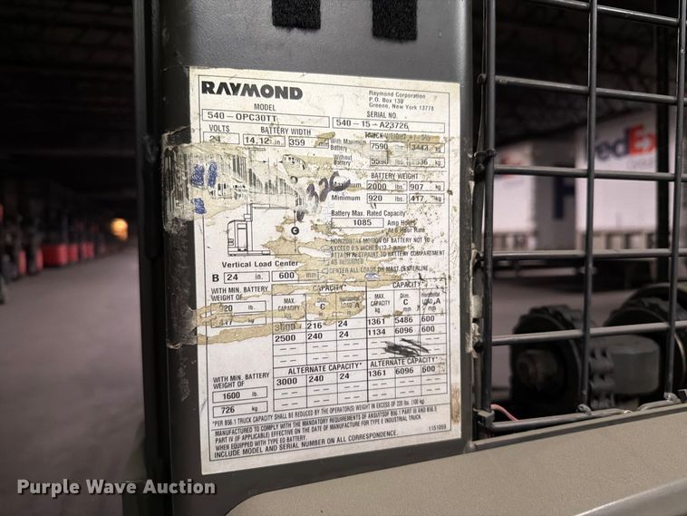 image for item NF9614 2015 Raymond 640 OPC30TT order picker