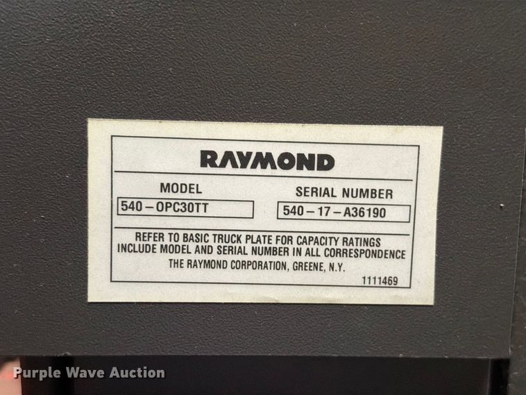 image for item NF9625 2017 Raymond 540 OPC30TT order picker