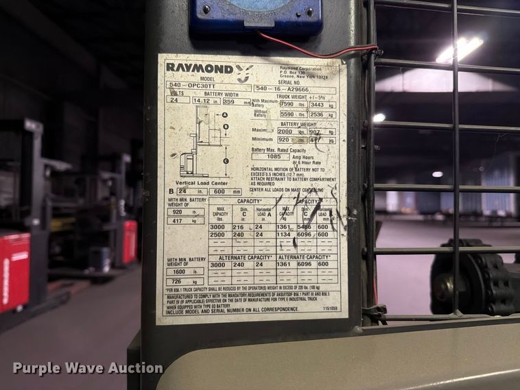 image for item NF9627 2016 Raymond 540 OPC30TT order picker