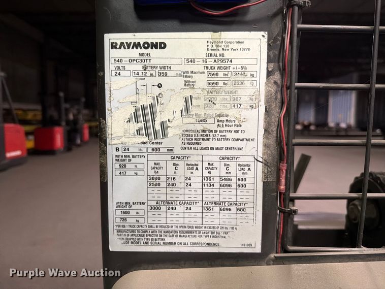 image for item NF9630 2016 Raymond 540 OPC30TT order picker