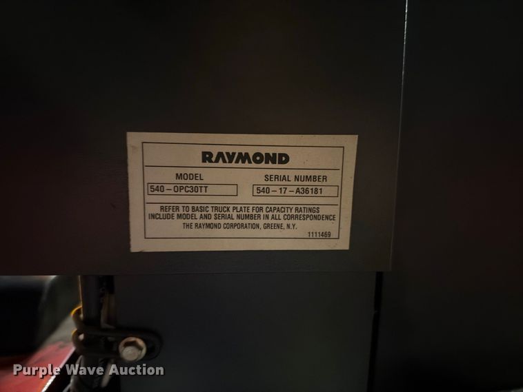 image for item NF9633 2017 Raymond 540 OPC30TT order picker