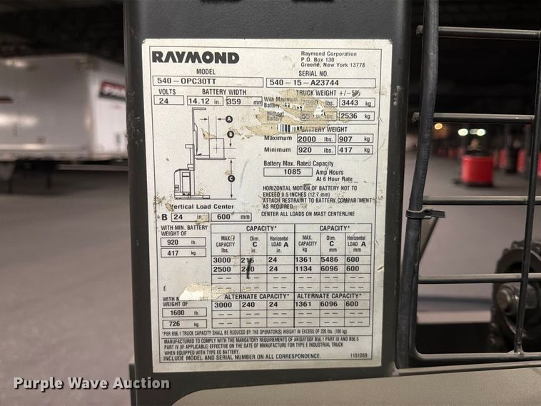 image for item NF9634 2015 Raymond 540 - OPC30T? order picker