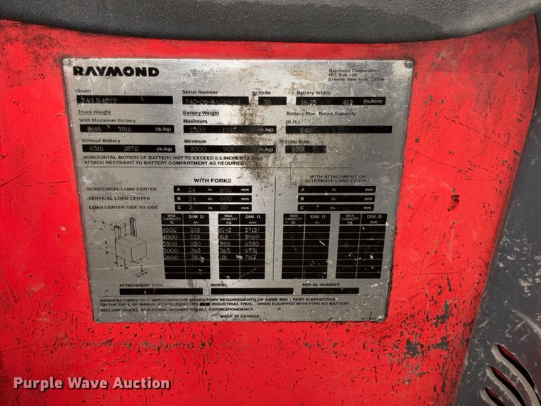 image for item NF9644 2006 Raymond 740R45TT reach truck