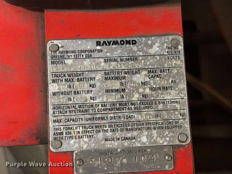 image for item NF9650 (4) 2004 Raymond 112TM FRE80I pallet jacks