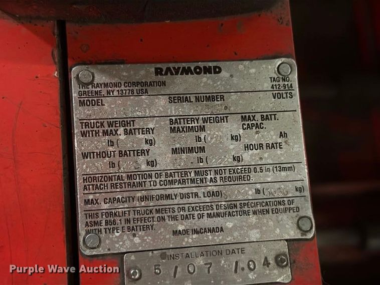 image for item NF9650 (4) 2004 Raymond 112TM FRE80I pallet jacks