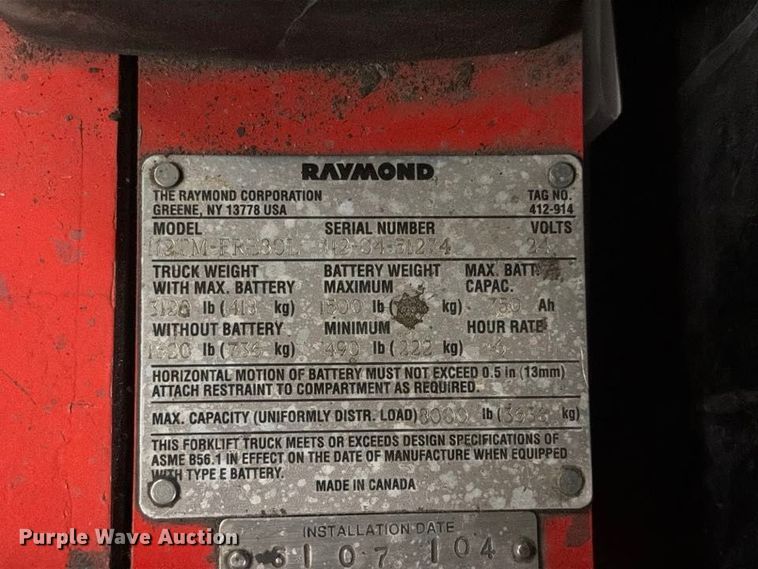 image for item NF9654 2005 Raymond 112TMFRE80L pallet jack