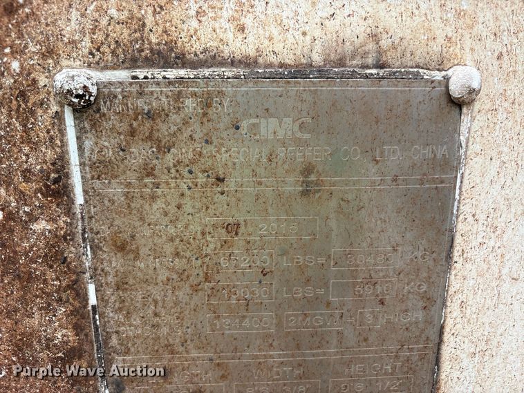 image for item YA4772 2015 CIMC refrigerated shipping container
