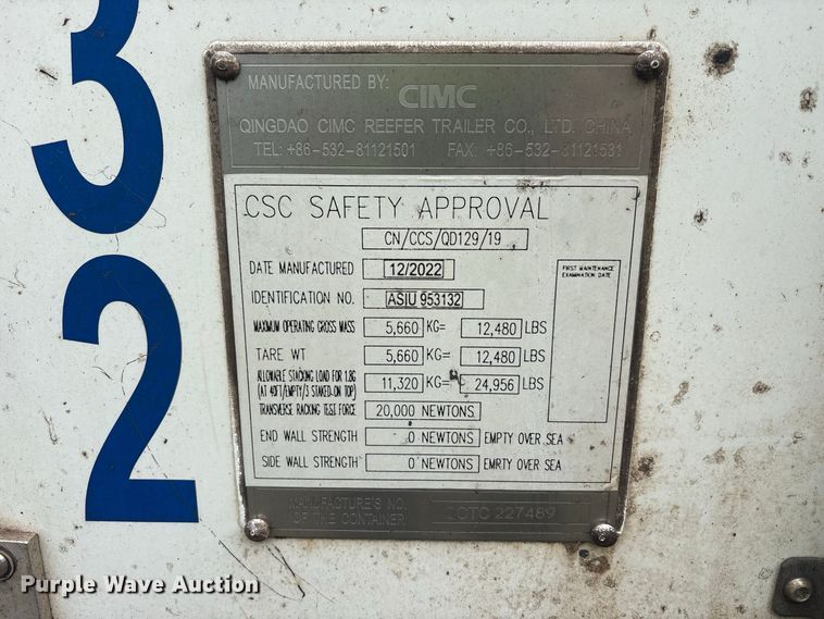 image for item YA4780 2019 CIMC refrigerated shipping container