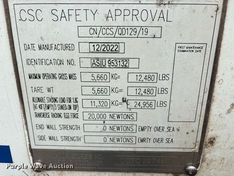image for item YA4780 2019 CIMC refrigerated shipping container