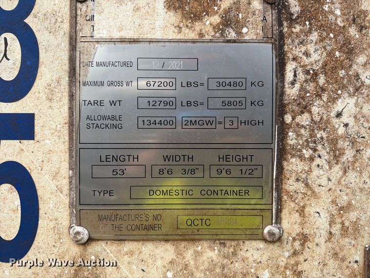 image for item YA4782 2021 CIMC refrigerated shipping container