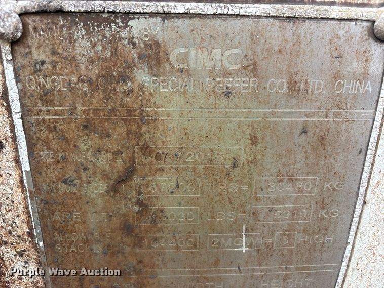 image for item YA4783 2015 CIMC refrigerated shipping container