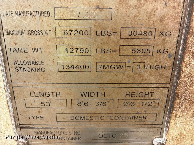 image for item YA4792 2021 CIMC refrigerated shipping container