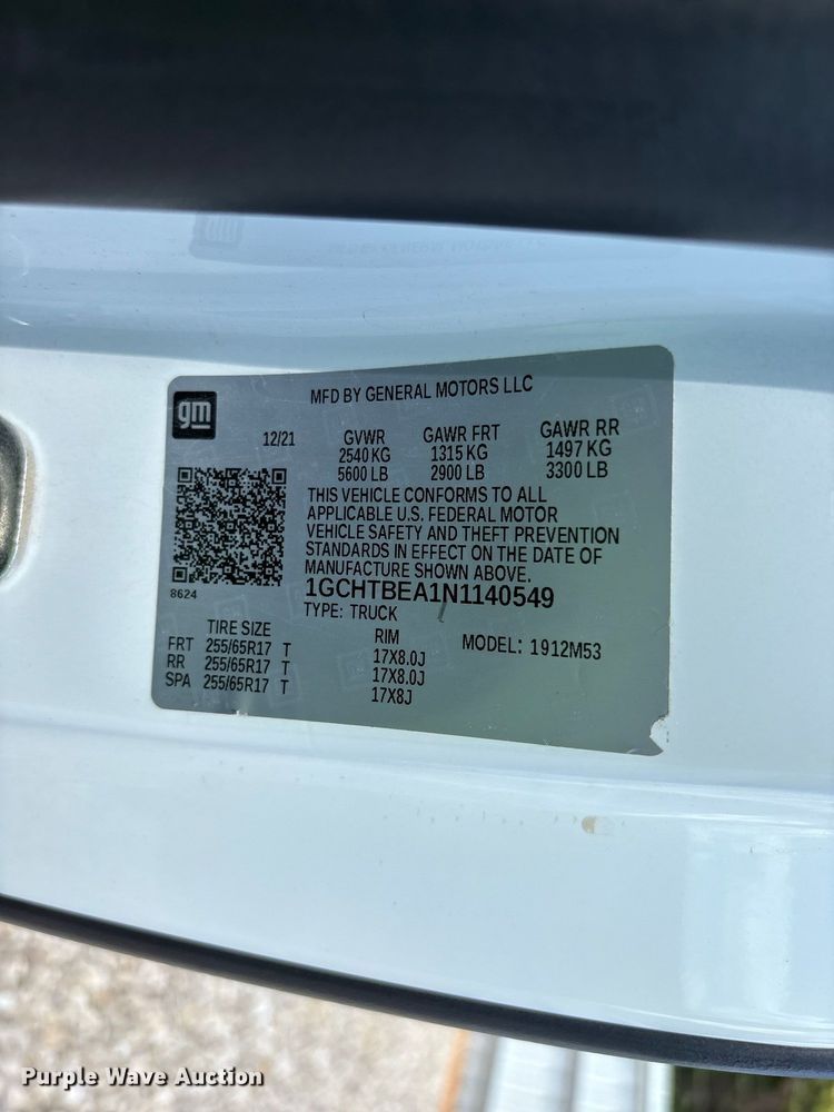 image for item YA4874 2022 Chevrolet Colorado Ext. Cab pickup truck