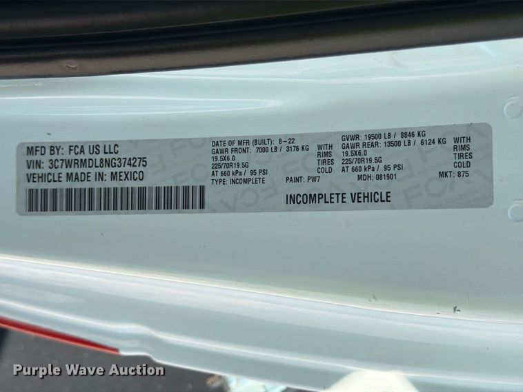 image for item YA4911 2022 RAM 5500 rollback truck