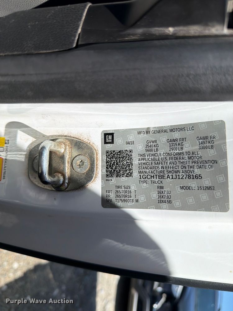 image for item YA4962 2018 Chevrolet Colorado Pickup