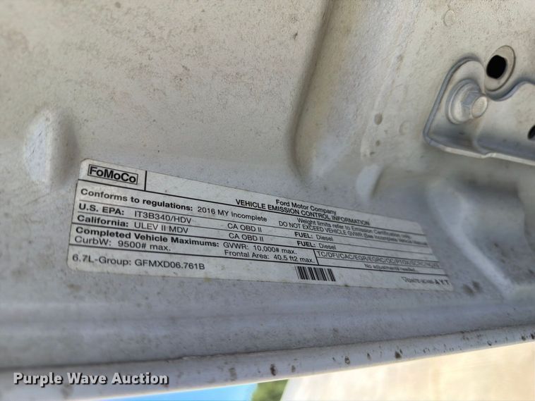 image for item YA5214 2016 Ford F250 Super Duty Ext. Cab utility bed pickup truck