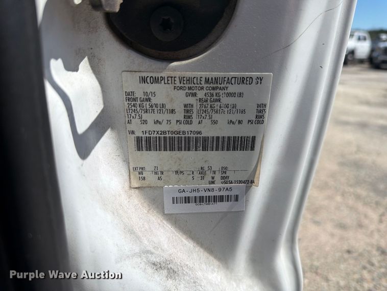 image for item YA5214 2016 Ford F250 Super Duty Ext. Cab utility bed pickup truck