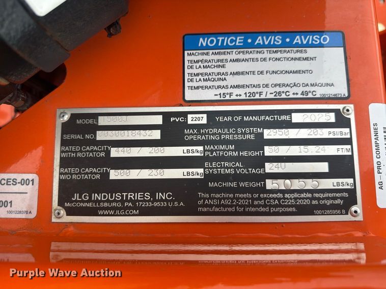 image for item YA5403 2025 JLG ET500J boom lift