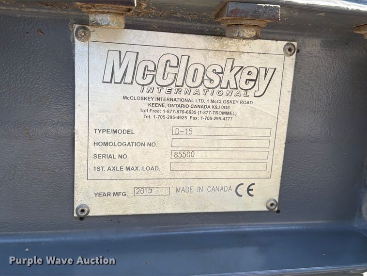 image for item DP7893 2015 McCloskey International  D-15 directional boring unit