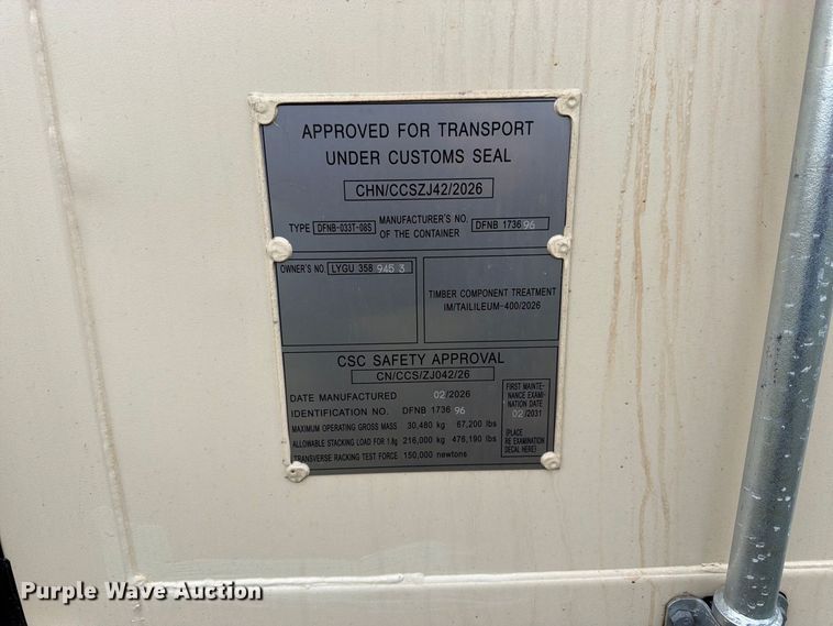 image for item DT3002 2026 shipping container