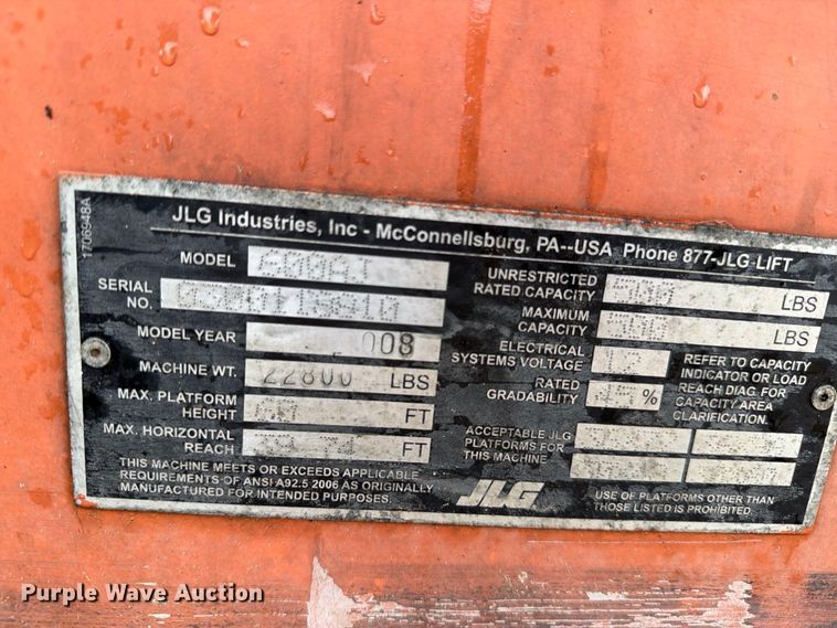 image for item DV8679 2008 JLG 600AJ boom lift